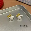 Conjunto de brincos de animais de desenho animado fofos e frescos para mulheres, brincos de gato fofos com pino de prata, brincos para estudantes, atacado