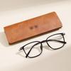 Estuche para gafas portátil, antipresión, de cuero suave, hecho a mano, sencillo, retro, con espejo, caja para gafas de sol, logotipo impreso