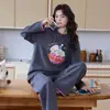 Pijamas de lã para atacado, prontos para envio, para mulheres, conjunto de inverno com mangas compridas e calças compridas, lã de seda e lã, live-streaming, vestuário doméstico feminino transfronteiriço