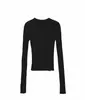 Top de Camada Base Henley Tricotado para Mulheres 2026 Novo Estilo Azul Marinho High-End Slim-Fit Suéter de Manga Curta Longa