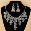 Conjunto de Joyería de Collar con Borla de Moneda Flor Hueca Estilo Exótico Exagerado Más Vendido Transfronterizo Campana de Viento India