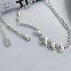 Collar de Frijol Irregular Geométrico para Mujer Plata Fragmentada Personalidad Versátil Elegante Cadena Clavicular S925 Collar Dulce Cool Elegante