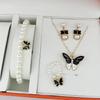 Cross-border New Hot Oil Dropping Plate Diamante em Borboleta Dourada Casual Pulseira Anel Colar Brincos Terno feminino