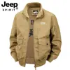 Jaqueta Masculina Transfronteiriça Outono 2024 Novo Estilo Gola Alta Roupa de Trabalho Algodão Lavado Versátil Casual Exterior Multibolsos Casaco #