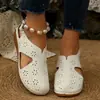 Nuevas Sandalias de Playa para Mujer Estilo Europeo y Americano, Huecas, Transpirables, con Velcro, Suela Gruesa, Cuña Transfronteriza, Costuradas, Punta Cerrada