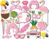 Accesorios fotográficos para fiestas hawaianas transfronterizas, decoración de flamencos para bodas, cumpleaños y fiestas, marcos de fotos con barba de papel.
