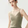 Dulce y elegante nueva colección de otoño/invierno: camisola de punto de cachemira, color liso, tejido gofrado, tirantes finos, top versátil