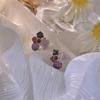 "Jardim Ito na Lua" Roxo Suave Retro Elegante Elegante Nicho Elegante Flor Ametista Brinco Brinco Clipe de Orelha