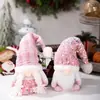 Decorações de Natal Figura Rosa de Lantejoulas em Pé Papai Noel Boneco de Neve Rena Ornamento de Mesa
