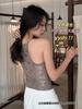 Camisola de Tirantes Cruzados Cálida Reflectante con Almohadillas en el Pecho Estilo Coreano Deseo Puro Chica Caliente Ropa Exterior Más Vendida con Espalda Hermosa