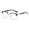 Armazón de Gafas Forma de Ceja Marrón Té Estilo Coreano, Ultra-Ligero Metal Tr90 Grano de Madera, Versátil Casual de Negocios, Bloqueo de Luz Azul, Se Puede Montar con Lentes Graduados