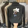 2025 Nueva Camiseta de Cuello Alto Medio de Terciopelo para Niñas Otoño e Invierno Top Rayado para Niños Camiseta de Invierno para Niña Pequeña