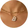 Nuevo Producto Transfronterizo de Amazon Collar con Letras de Burbuja Moda y Versátil Collar con Colgante de Pedrería Multicapa para Uso Diario