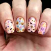 Macaron Cor Contrastante Halloween Unhas Vestíveis Comprimento Médio Formato Quadrado Unhas Bonitas Crânio Morcego Diário Unhas Postiças Removíveis