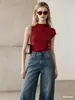 2026 Verão Novo Moda Fashionável Feminina para o Trabalho Gola Meia-Alta Design Irregular Stretch Emagrecedor Camiseta Top