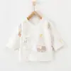 Camisa de Algodão Puro Meio Costas para Bebê Recém-Nascido, Roupa Superior Sem Costura Classe A para Bebê para Primavera e Outono, Roupa Estilo Monge para Bebês e Crianças