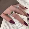 Exquisito Anillo de Zirconia Verde Esmeralda para Mujer, Diseño Geométrico Irregular, Elegante y con Estilo, Anillo Abierto Ajustable para el Dedo Índice