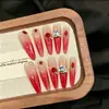 Manicure Artesanal de Filha Rica Olho de Gato Vermelho Blush Francês High-End Pura Desejo Luxo Acessível Adesivo de Manicure
