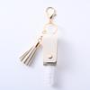 Funda de cuero sin desinfectante de manos de PU, llavero con borla para spray, botella vacía de spray de perfume desinfectante, llavero de funda de cuero