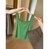 Camisola verde cuadrada única y hermosa para mujer, estilo de verano de alta gama, ajustada, adecuada como prenda exterior, top sin mangas