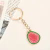 Llavero de aleación de esmalte de la serie de frutas de dibujos animados, colgante de sandía y guayaba fresca, accesorio de decoración para bolso, pequeño regalo