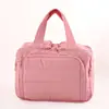 Bolsa de maquillaje personalizada de Taslan con apertura doble ancha, gran capacidad, portátil, elegante, bolsa esencial para almacenamiento de artículos de tocador de viaje