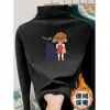 Camiseta Básica para Niños y Niñas Cuello Medio para Mujer Niña Estilo Vaquero Otoño e Invierno Terciopelo Niña Top de Moda Versátil