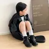 Botas Martin Infantis 2026 Outono Novo Estilo para Crianças de Meia-Idade e Mais Velhas Botas Individuais Botas Curtas Botas de Couro Pretas Moda para Meninas Botas de Cano Curto