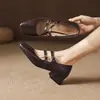 Zapatos Pequeños de Cuero Estilo Retro Francés Modelo Nuevo 2026 con Correa Única Zapatos Mary Jane, Punta Cuadrada, Tacón Grueso de 3.5cm