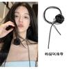 Collar de joyería de camelia con cordones transfronterizos con varios métodos de uso, collar gargantilla de cuerda de cuero rosa de alta calidad para mujer