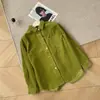 Otoño Nuevo Retro Versátil Cintura Suelta Abotonada Camisa de Pana para Mujer Manga Larga Diseño Elegante Camisa Gruesa