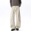 Pantalones cargo de retazos deconstruidos color caqui para hombre, pantalones anchos holgados de moda para verano, pantalones casuales rectos retro