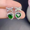 Pendientes de Diópsido Natural Directo de Fábrica Plata 925 Electrochapado Oro Blanco Piedra Principal Tamaño 7*7mm