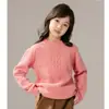 Nuevo suéter de punto grueso 100% lana pura para otoño e invierno para niños y niñas, niños medianos y grandes, cuello semi-alto, jersey, manga larga, prenda base de moda