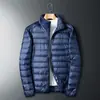 Jaqueta Masculina Leve de Penas e Algodão com Gola Alta Outono/Inverno 2024, Jaqueta Casual Quente, Casaco para Casal, Jaqueta de Inverno Tendência