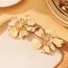 Brincos de Flores de Camada Dupla com Design de Nicho Inlaid de Metal Transfronteiriços Europeus e Americanos para Mulheres, Brincos de Design Único