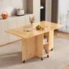 Mesa de Jantar Dobrável de Madeira Maciça Mesa de Jantar para Apartamento Pequeno Mesa de Jantar Retangular Móvel Multifuncional Simples para Comer Uso Doméstico