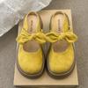 Pantuflas con lazo y suela gruesa para mujer, estilo francés Mary Jane, primavera y verano 2025