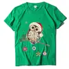 Camiseta navideña de manga corta para mujer talla europea camiseta con estampado de búho navideño cuello redondo manga corta navideña al por mayor