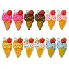 6 Tipos de 26X13.5mm Brinquedo de Comida Artificial Resina Morango Sorvete Pingente Chaveiro Pulseira DIY Acessórios de Joias