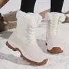 Botas de neve de cano alto plus size transfronteiriças para mulheres, botas de esqui, botas de algodão para clima frio do Nordeste, forradas com fleece para aquecimento, botas de inverno para caminhada ao ar livre
