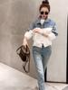 Conjunto Completo Coreano Moderno Simples Elegante Casual de Blusas Curtas e Jeans com Novos Ternos de 2023