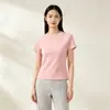 Camiseta de algodón puro acanalada con cuello redondo para mujer, nueva camiseta básica de verano ajustada, top versátil y adelgazante de manga corta sin cierre
