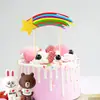 Decoração de bolo inserção de cartão grande arco-íris bandeira de bolo de aniversário estrelas arco-íris inserção de cartão de sobremesa grande depois da chuva