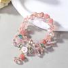 Novo Bracelete Feminino Doce Floral Estilo Coreano, Elegante Bracelete de Cristal Morango de Cristal, Fresco de Camada Dupla em Estoque