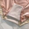 Ropa interior de satén con encaje cómoda de talle medio para mujer pura sexy moño transpirable amigable con la piel calzones de talla grande