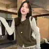 Chaleco Cárdigan de Punto con Cuello Redondo, Capa de Lana Cepillada, Suéter Abrigo de Punto para Mujer, Otoño, Estilo Nuevo