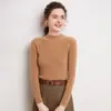 Suéter 100% cachemira pura para mujer, con cuello semi alto, perfecto como capa base para otoño e invierno, un suéter de cachemira nuevo y moderno de corte ajustado y diseño de punto