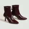 Botines de tacón de aguja europeos y americanos al por mayor para mujer, transfronterizos, nuevos para Otoño e Invierno 2026, botas adelgazantes, con felpa, botines elásticos franceses