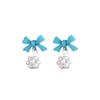 Aretes Pequeños de Moño Azul, Aretes Elegantes, Aretes de Bola de Perla de Lujo Accesible, Nuevo Estilo 2025, Sencillos y Versátiles de Moda